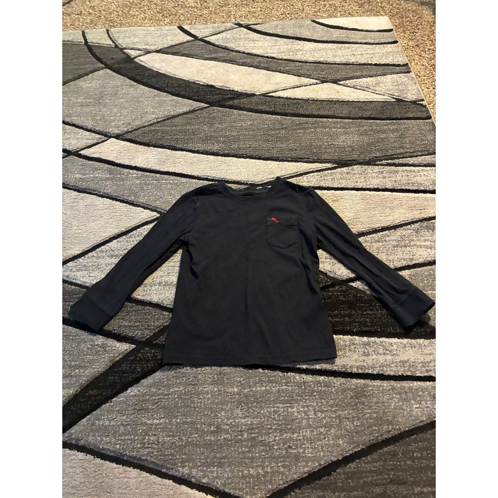 Tommy Bahama Boys Long Sleeve Pocket T-Shirt Black Marlin Logo Size S 5/6